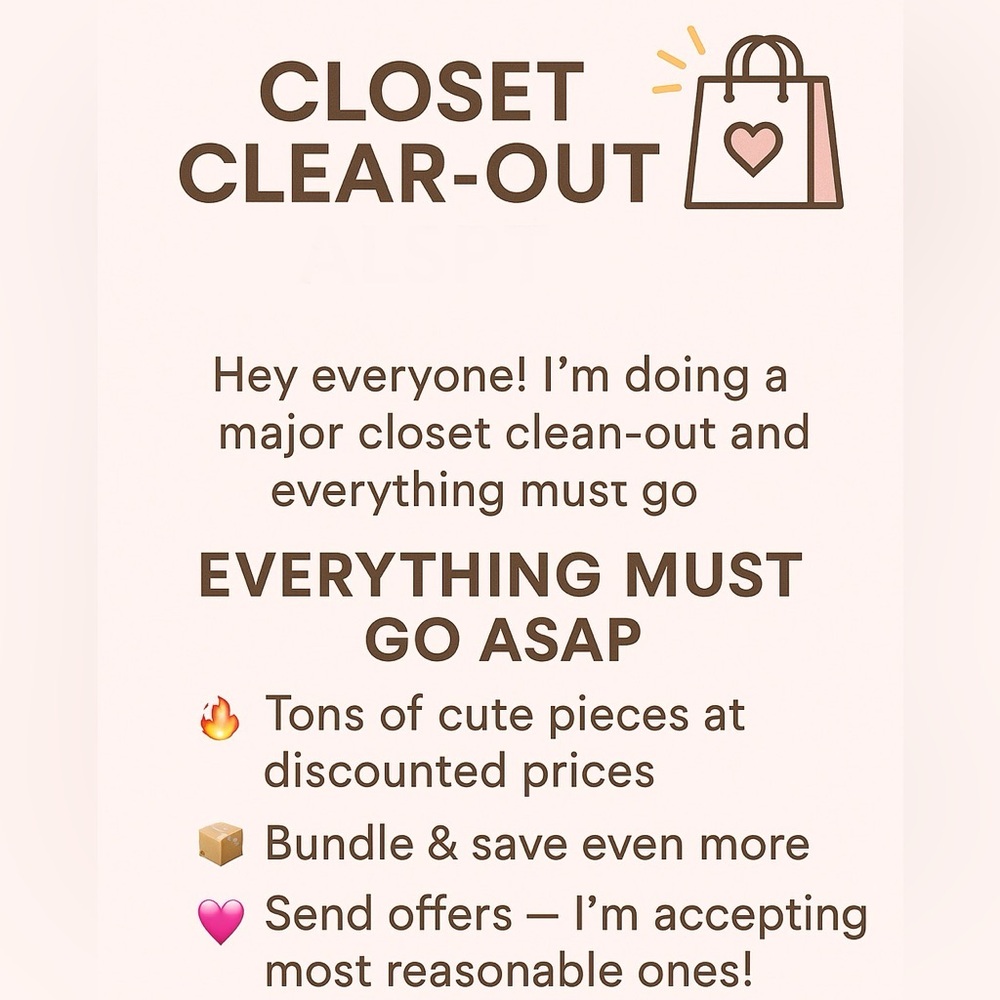 CLOSET CLEANOUT-SEND OFFERS
